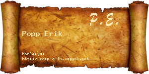 Popp Erik névjegykártya